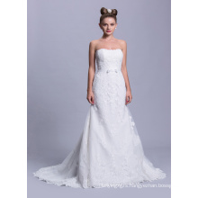 Round Neckline High Quality Lace Applique Gowns Wedding